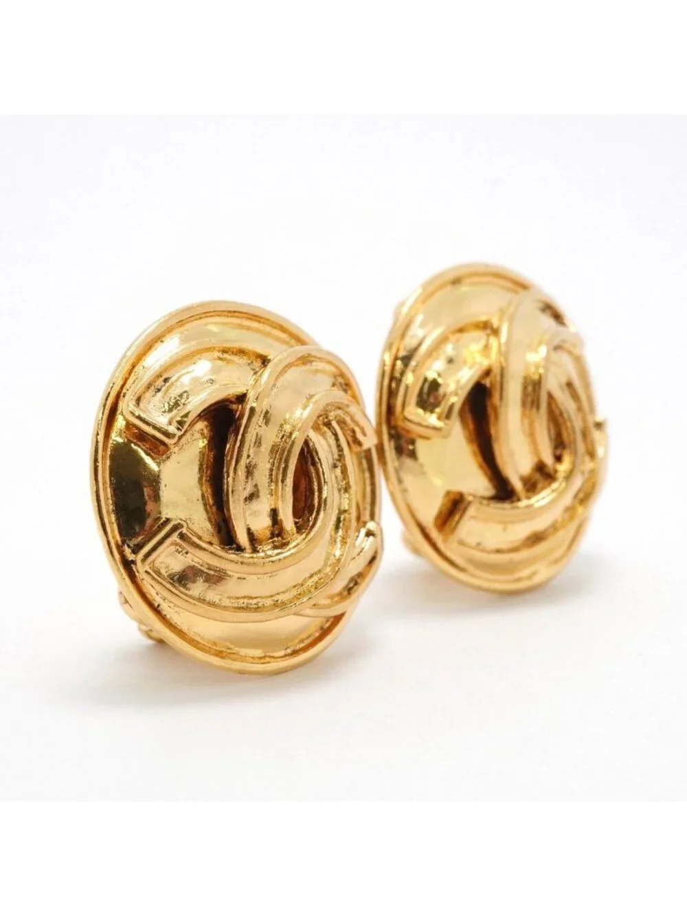 Chanel Earrings Vintage CC Logo Round